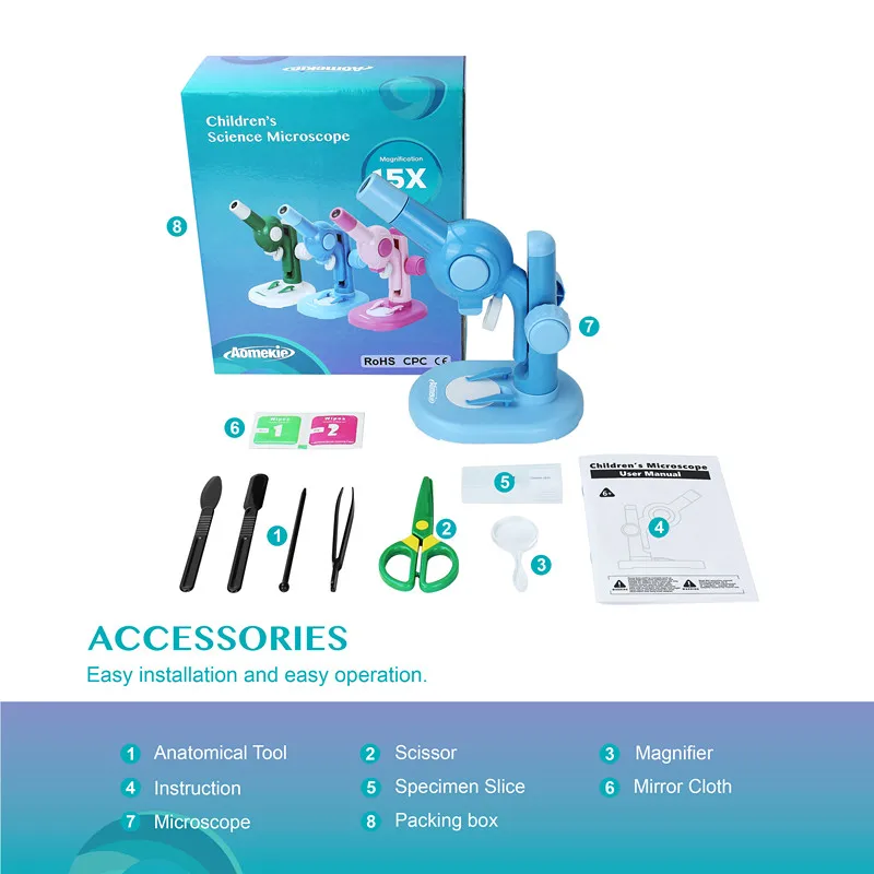 Новый набор микроскопов лабораторный светодиодный для дома школы обучающий