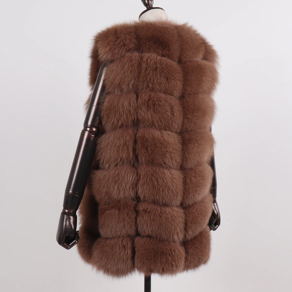 Женский жилет из 100% натурального Лисьего меха зимние теплые пушистые жилеты