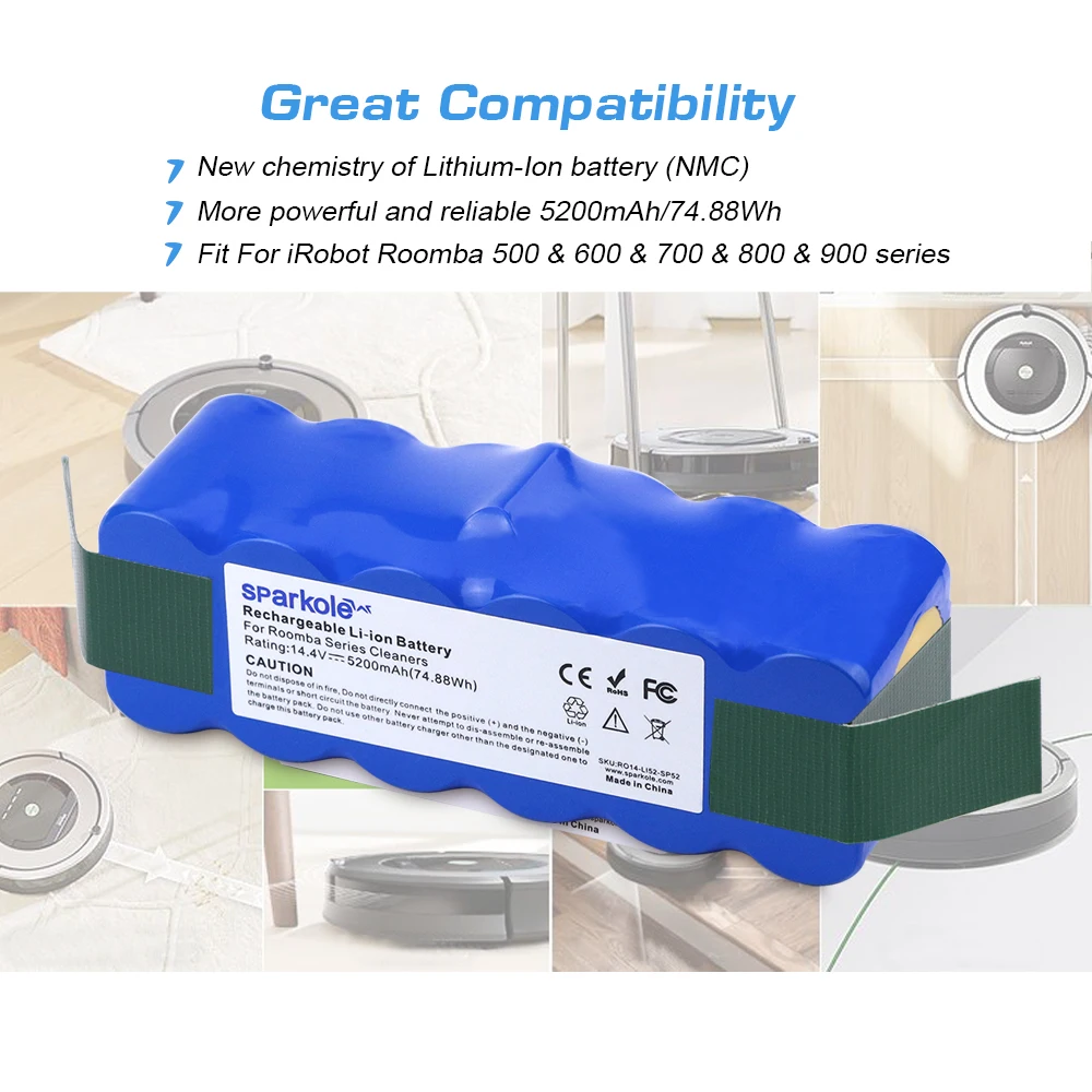 Аккумулятор Sparkole для irobot roomba 500 600 700 800 series быстрая доставка США Россия батарея со