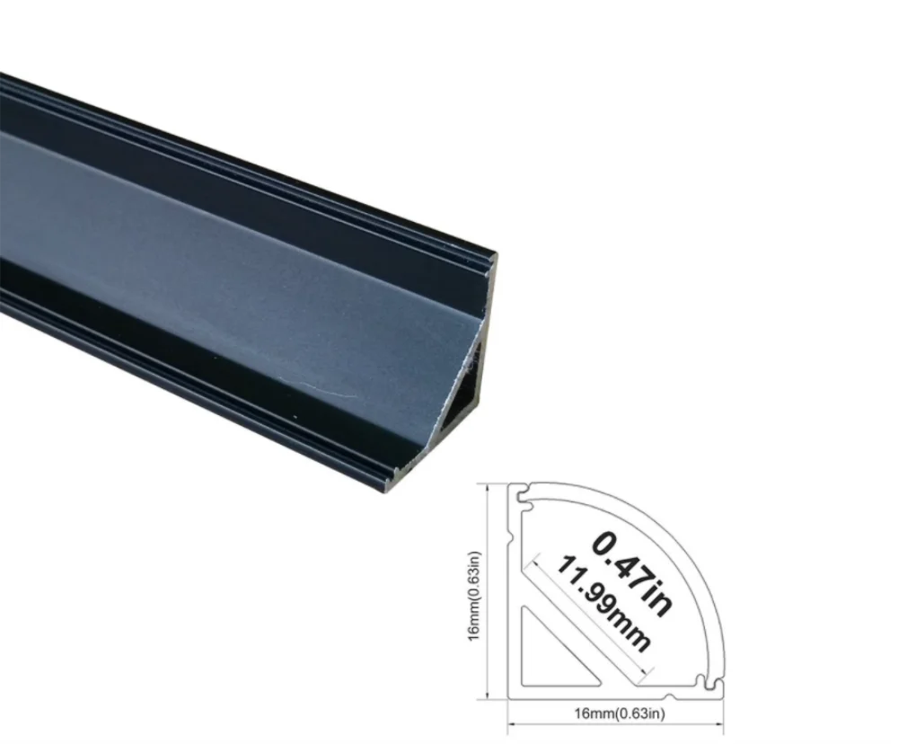 저렴한 V02 검정색 V 모양 LED 프로필 코너 알루미늄 프로파일, 유백색 또는 투명 커버, 2M(6.6ft), 12mm LED 스트립 조명용, 20 개 구매 V02 검정색 V 모양 LED 프로필 코너 알루미늄 프로파일, 유백색 또는 투명 커버, 2M(6.6ft), 12mm LED 스트립 조명용, 20 개