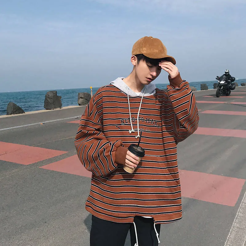 Повседневная Толстовка Мужская толстовка осенне зимние толстовки в полоску с