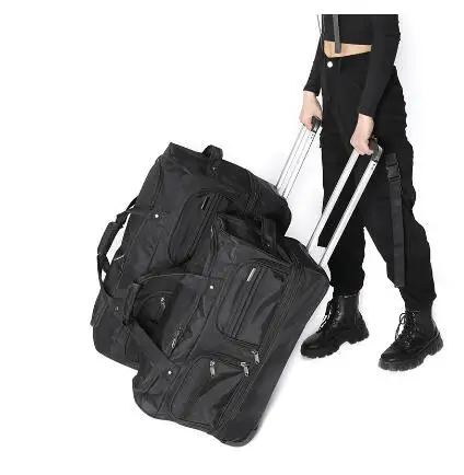 Дорожная сумка тележка на колесиках вместительный чемодан из ткани Оксфорд для