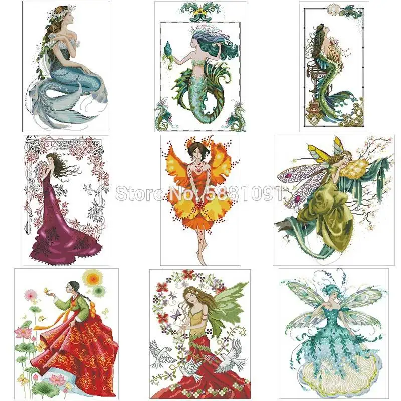 

Fairy angel patterns Counted Cross Stitch 11CT 14CT DIY Chinese Cross Stitch Kits Embroidery Needlework Sets home decor