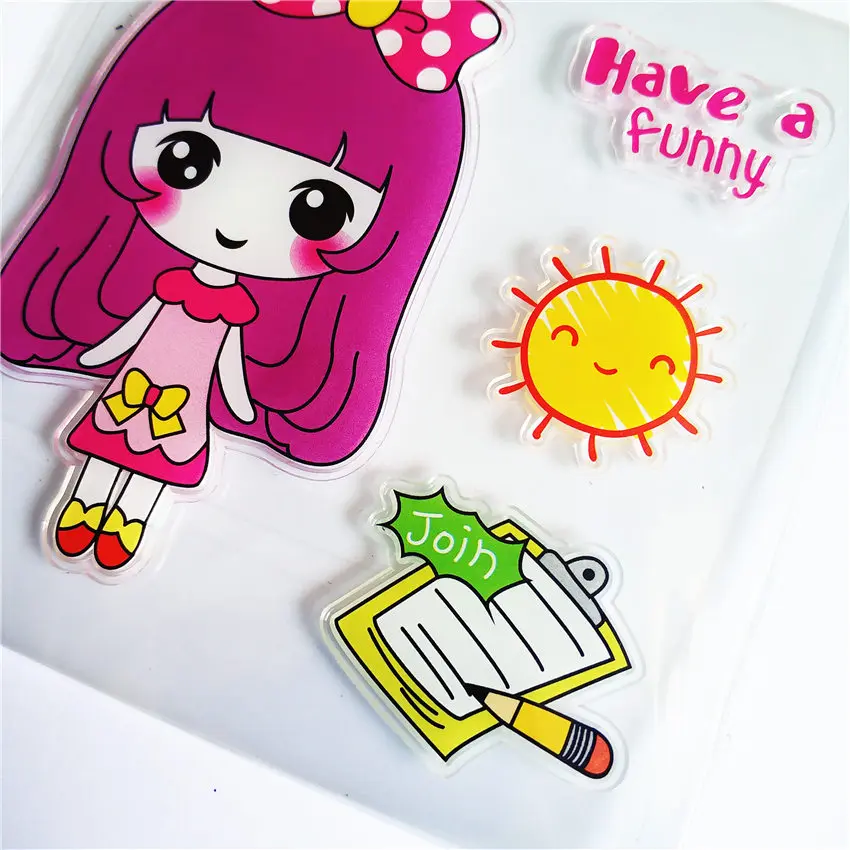 10.5x11cm Bow-tie girl Transparent Clear Stamps / Silicone Seals Roller Stamp for DIY scrapbooking photo album/Card Making | Дом и сад