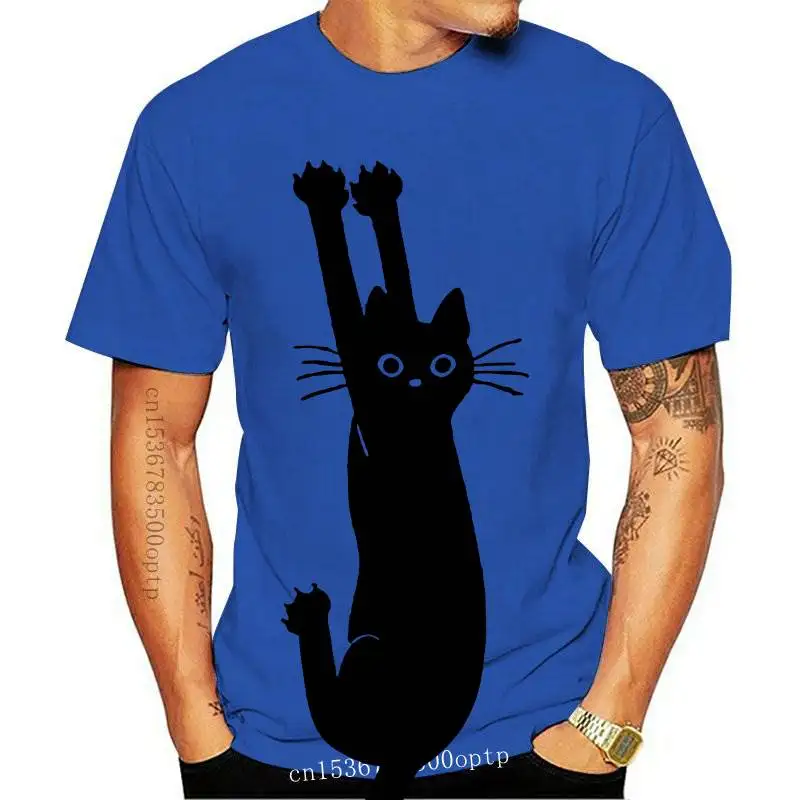 Женская футболка с коротким рукавом круглым вырезом и принтом в виде кошки |