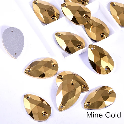 Mine gold Слеза много Цвета с украшением в виде кристаллов Стекло пришить стразы пришивные стразы прямая швейная стразы свадебное платье B3839 - Цвет: Mine gold