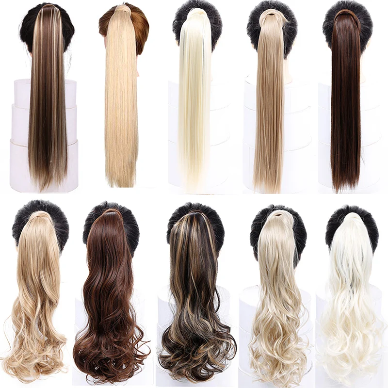 Накладные волосы AILIADE 24 дюйма 120 г волнистые парики для конского хвоста прямые