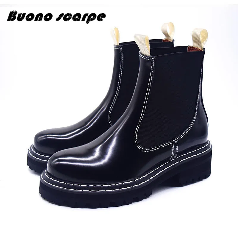 Buonoscarpe/Новинка 2019 года модные стильные женские Ботильоны на каблуке кожаные