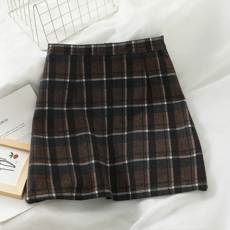 HELIAR весенние клетчатые трапециевидные юбки для женщин с широкими штанинами