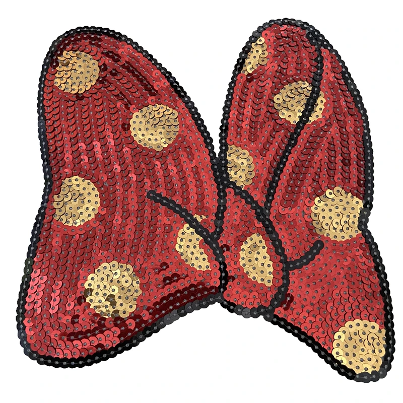

cartoon bowknot red sequined patches for baby cloth T-shirts jackets