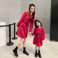 2022 new spring mother and daughter dresses girls long sleeve dress for women robe parent child pair look clothes baby clothing