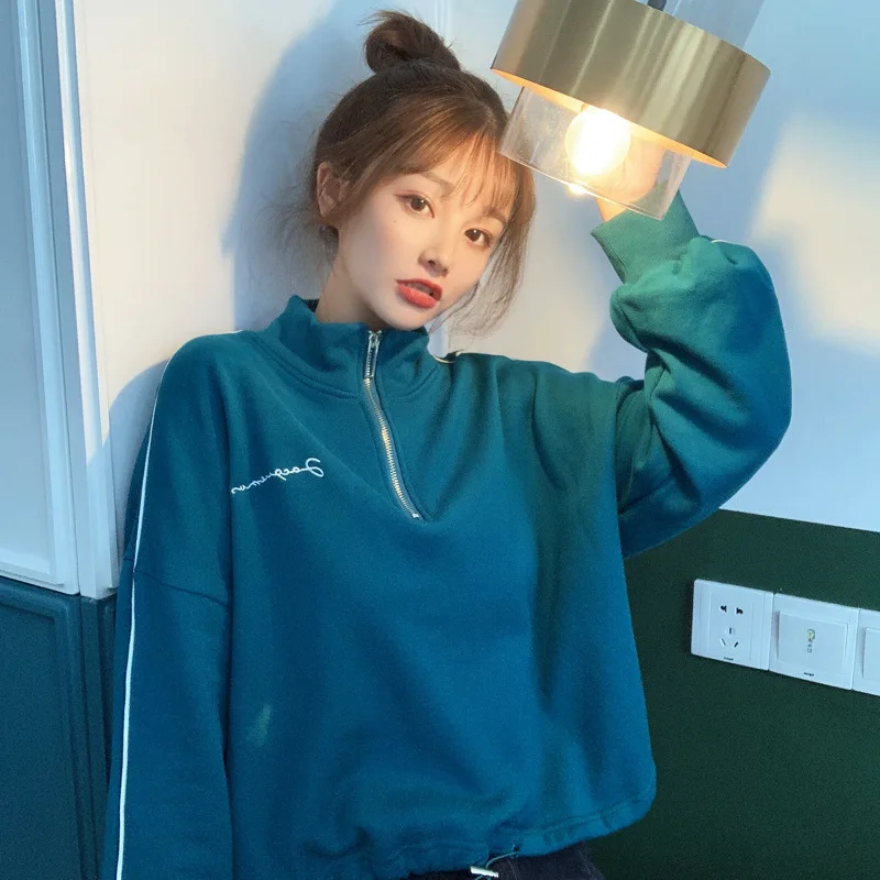 

Fall 2020 New South Korea fashion thin sweater women's half high neck T-Shirt Top versatile small coat