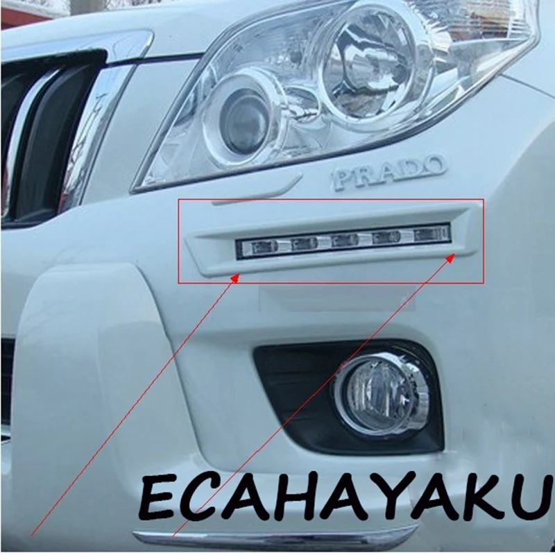 

ECAHAYAKU 1 Pair Car LED DRL Daytime Running Light for Toyota Prado J150 2010-2013 Pre-facelift Land Cruiser 2700/4000 DC12V