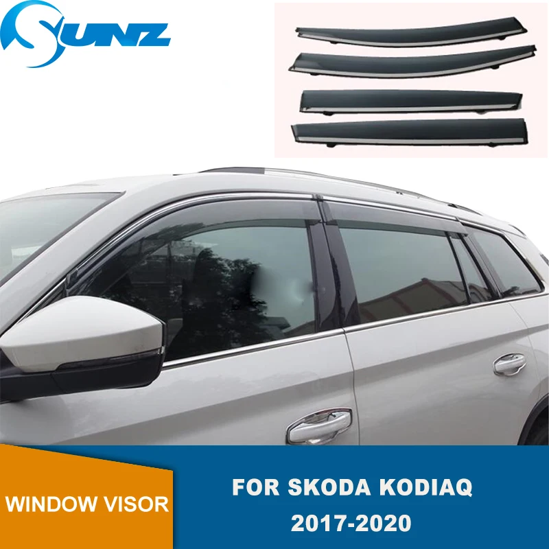 

Side Window Deflectors For Skoda Kodiaq 2017 2018 2019 2020 Hook Up Smoke Window Visor Sun Rain Deflector Guards SUNZ