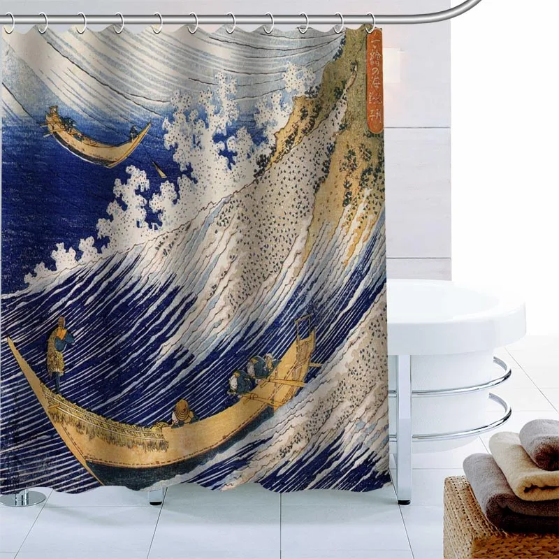 Занавеска для душа Kangawa с большим ВОЛНИСТЫМ ЭФФЕКТОМ декоративная