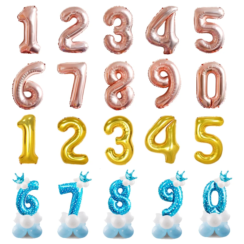 Staraise 32 'ཤ'' розовые золотые шары из фольги в виде цифр детский душ Свадьба