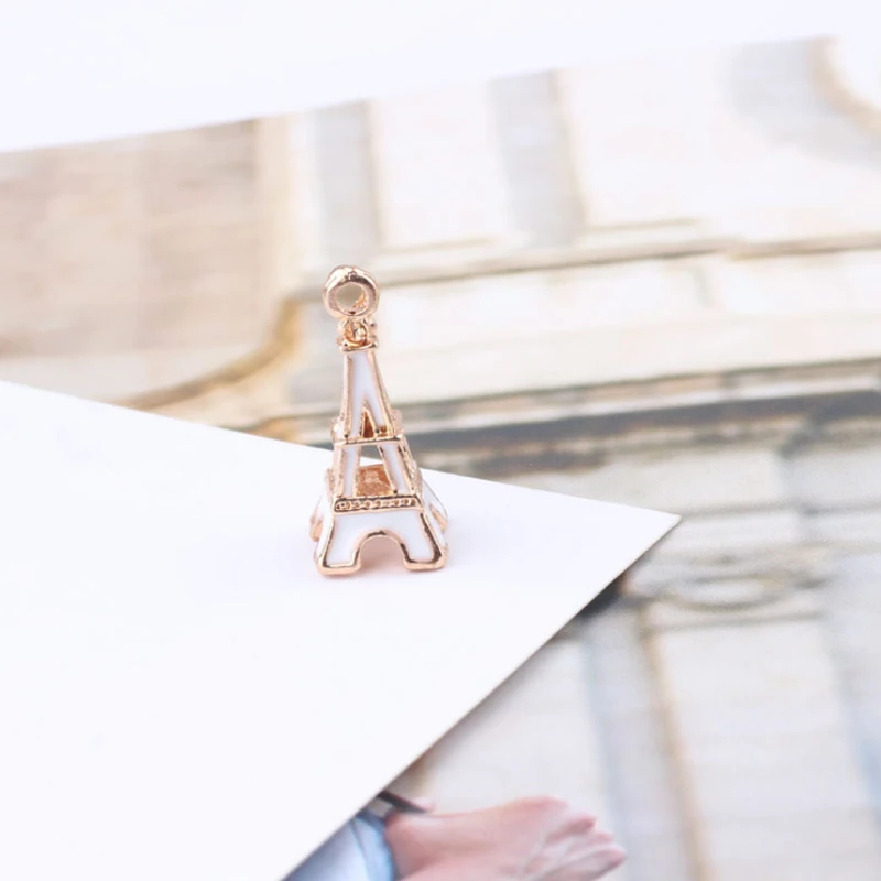 20 шт./лот Позолоченные Подвески в форме Эйфелевой башни с каплями масла для