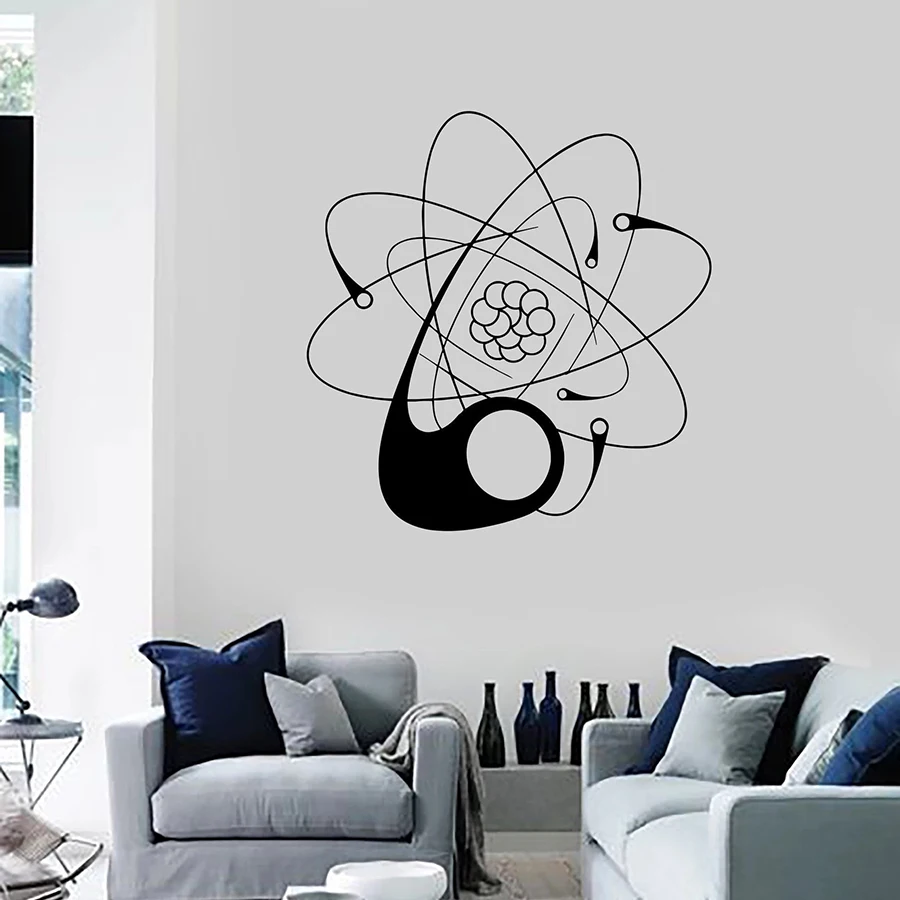 Атомная наука настенная наклейка университетской школы, классной комнаты лаборатории интерьерная декоративная виниловая наклейка съемная мурал-арт M170 on.
