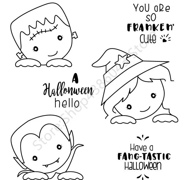 Хэллоуин четкий штамп или для DIY Скрапбукинг/изготовление карт/Дети забавное