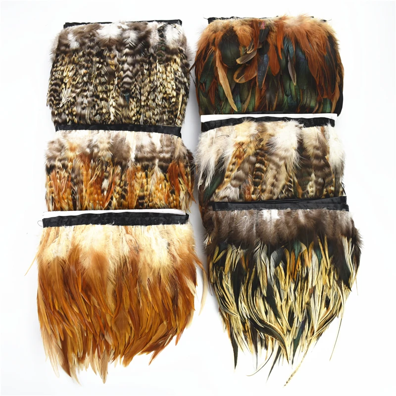 

10Meter Natural Peacock Rooster Pheasant Feather Trim Decoration Feathers for Crafts on Tape Ribbon DIY Party Accessories Decor