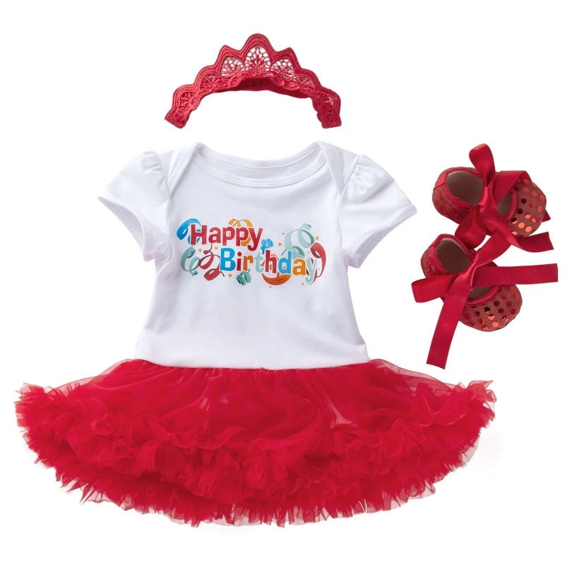 

Princess Baby Girls Clothing Set Fashion Summer Newborn Girls Happy Birthday Baptism For 0-24M Kids Girl Clothing Set New Girl