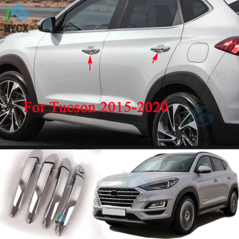 

Для Hyundai Tucson 2015 2016 2017 2018 2019 2020 автомобильный Стайлинг ABS хромированные покрытия для дверных ручек отделка Декоративная дверная ручка Чаша