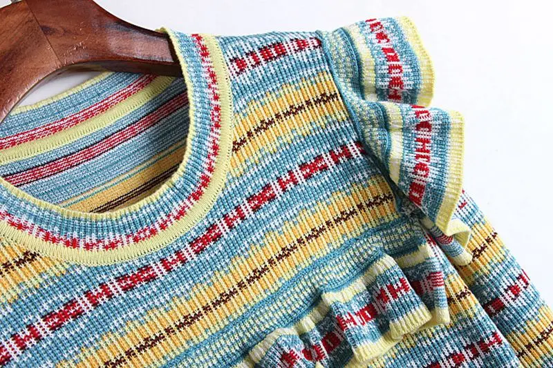 Женский трикотажный свитер в полоску повседневный милый облегающий пуловер с