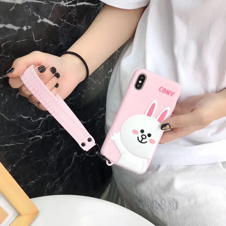 Применимый чехол для телефона с рисунком медведя Apple xsmax IPhone7/8 Plus Мягкий силиконовый 6 S Южная Корея милый ремешок