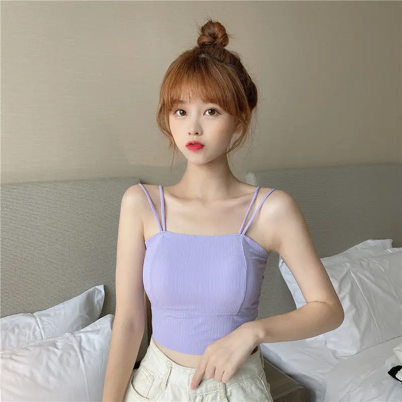 

Small Sling Vest Women's Summer Wear Fashionable Ins Super Hot Bottoming Underwear Anti-Exposure Tube Top Slimming Preppy Style