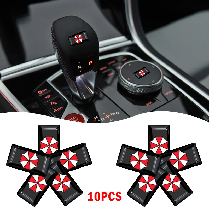 

10pcs Car Steering Wheel Small Decoration Badge Sticker Decal for Umbrella Corporation Car Sticker Decals Car Auto Accessories