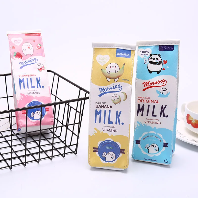 Милый школьный чехол корейский для карандашей молочного карандаша необычный