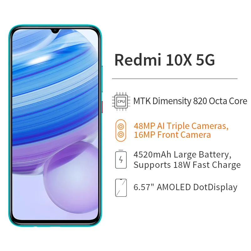 Xiaomi Redmi 10X 5G смартфон 8 ГБ 128 ГБ/256 10 X MTK Dimensity 820 48MP тройные камеры 6 57 &quotAMOLED Полный