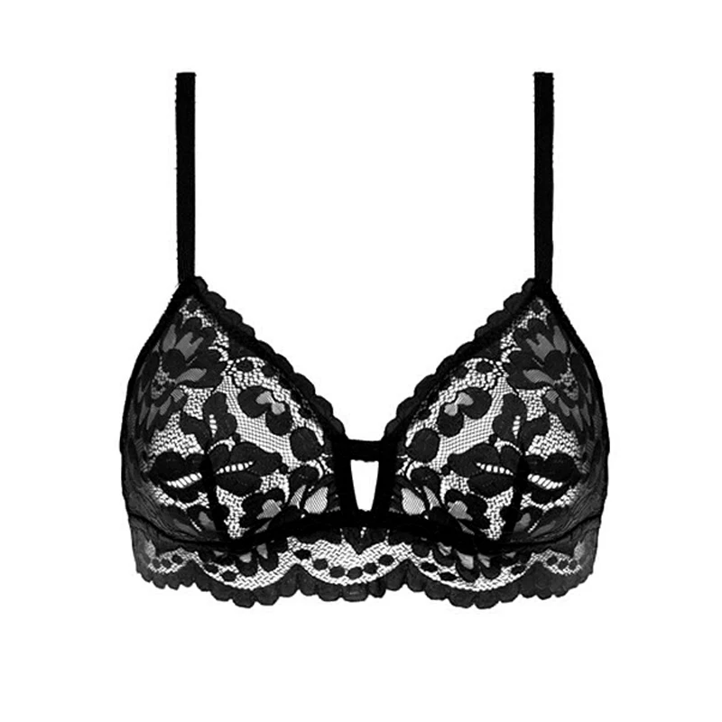 Lilymoda новое женское белье, бюстгальтер без косточек, сексуальный кружевной бюстгальтер, бюстгальтер, прозрачное соблазнительное эротическое нижнее белье для женщин, мягкий бюстгальтер - Цвет: BLACK BRA
