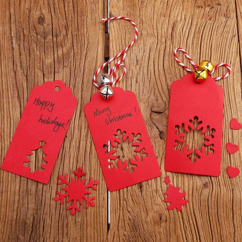 

150Pcs Paper Tags Kraft Christmas Tags Hang Labels Christmas Tree Reindeer Design for Christmas Gift DIY Arts and Crafts