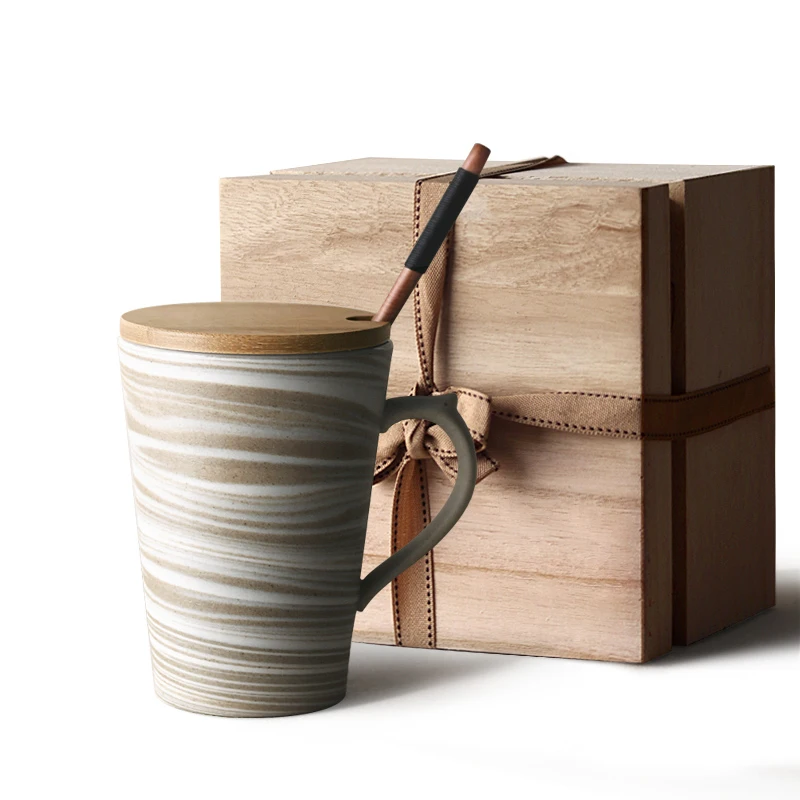 Japanese Style Simple Mug Couple with Lid Cup Coffee Stoneware Personalized Have A Nice Day MK666 | Дом и сад