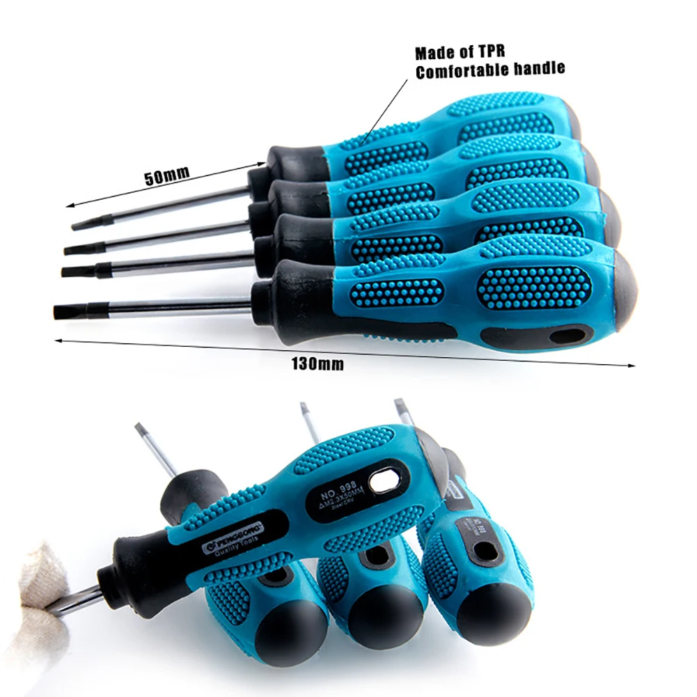 

Brand new electric screwdriver set 1.8 / 2 / 2.3 / 3mm full length 130mm CR-V TPR handle #WW