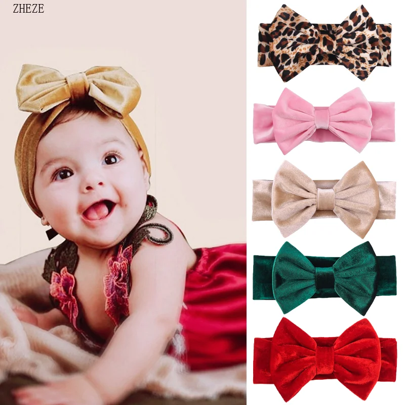 Moda 5 "grande liso veludo cabelo arco bandana meninas crianças queda/inverno quente cabeça envoltório infantil festa de aniversário acessórios para o cabelo (0)