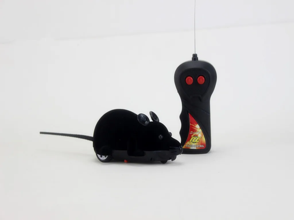 Мышь игрушки беспроводной RC мышки для котов игрушки пульт дистанционного управления ложная мышь Новинка RC кошка забавная игра мышь игрушки для кошек - Цвет: Black