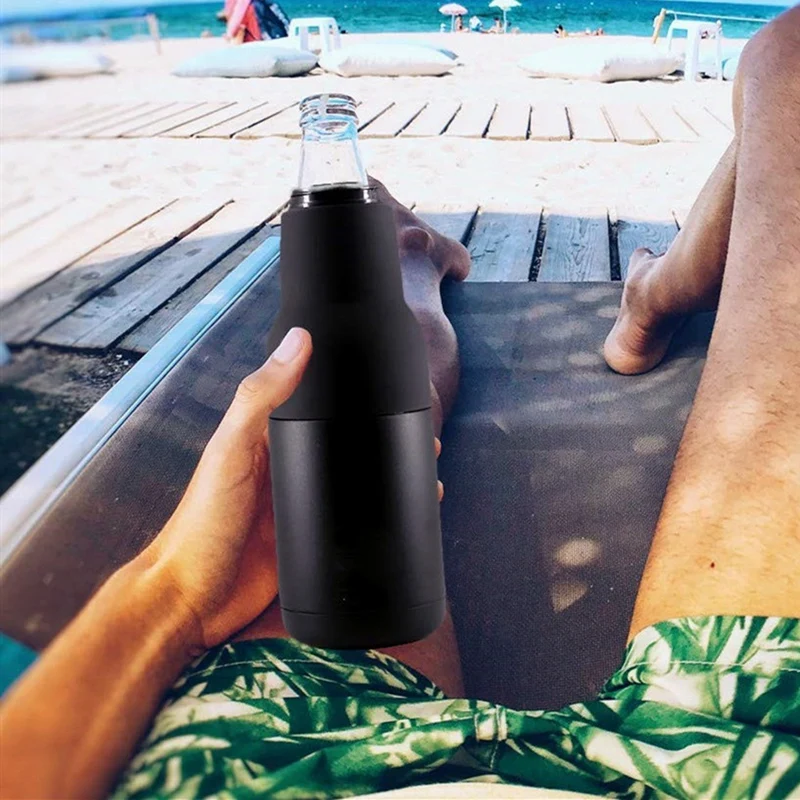 

2 in 1 12 Oz Stainless Steel Vacuum Insulated Beverages Beer Bottle Holder Can Cool