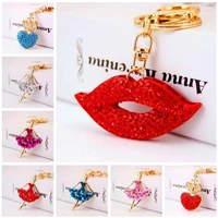 5d diy diamond painting keychain red lipsheart fashion cartoon princess keychain handmade diamond mosaic bag pendant finished