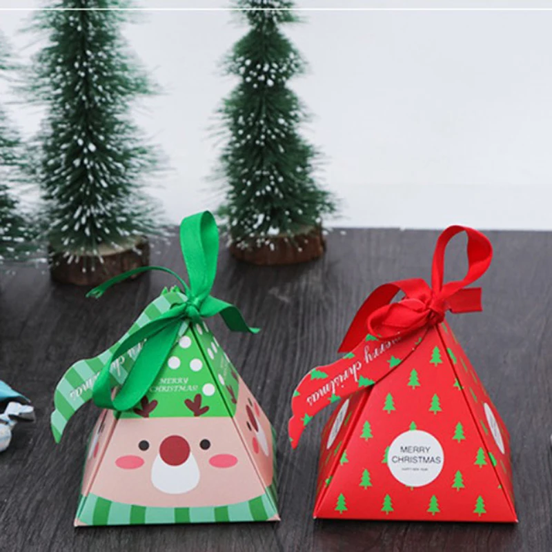 

10pcs Christmas Candy Box Bags Santa Claus Gift Box DIY Cookie Packaging Bag #1