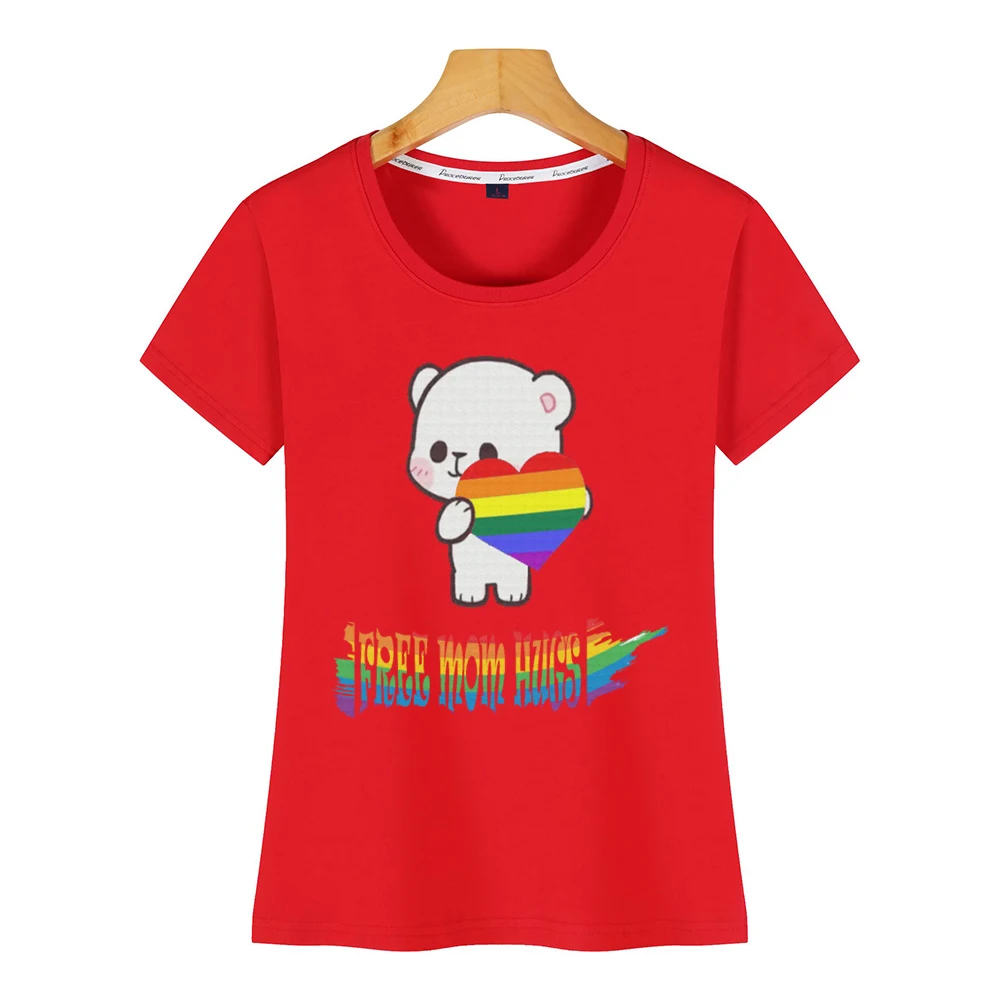 Футболка женская Базовая черная топ с обнимающим медведем свободная рубашка |