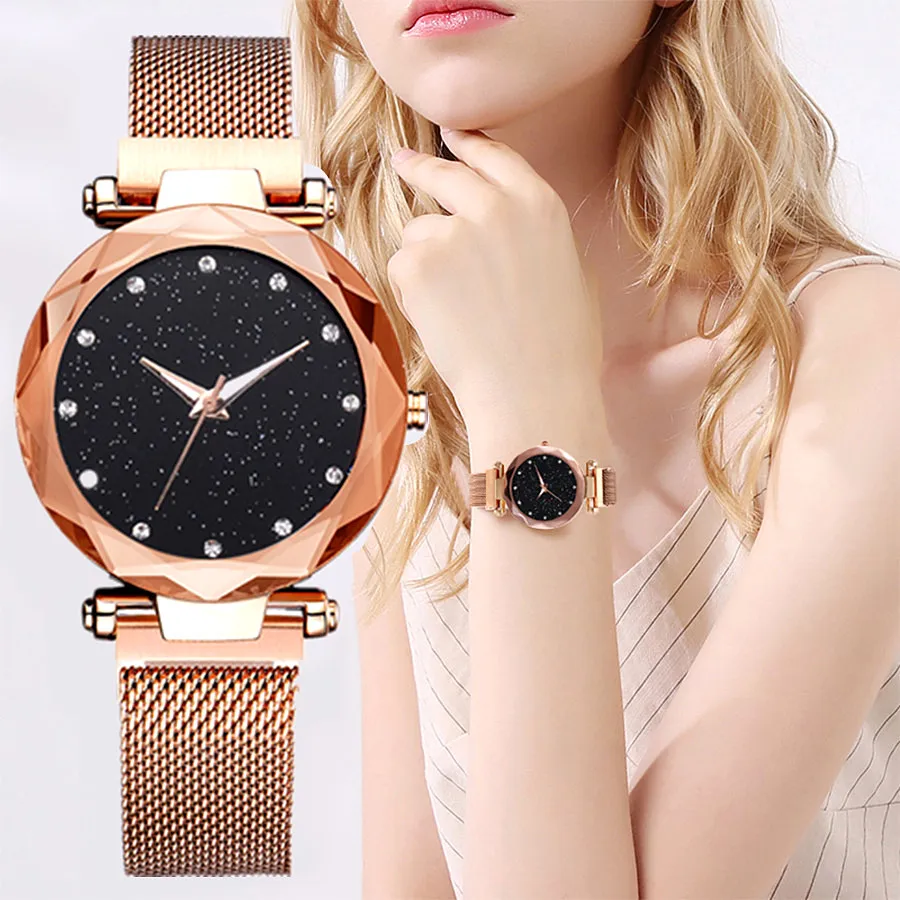 

Relogio Feminino Women Watches New Brand Starry Sky Elegant Magnet Buckle Vibrato Rose Gold Ladies Wristwatch Luxury Watch Women