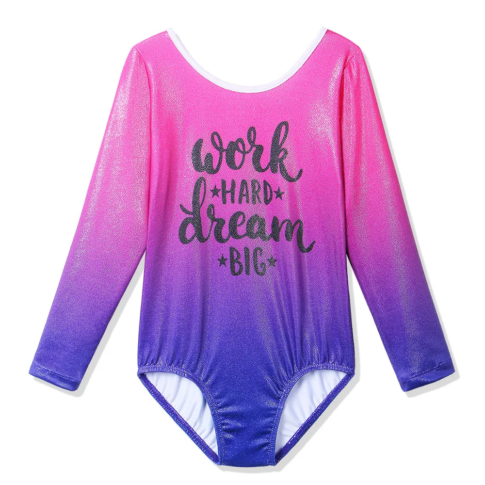 BAOHULU гимнастический купальник для балета, Одежда для танцев, цельный короткий рукав, с принтом, профессиональный балетный купальник для девочек
