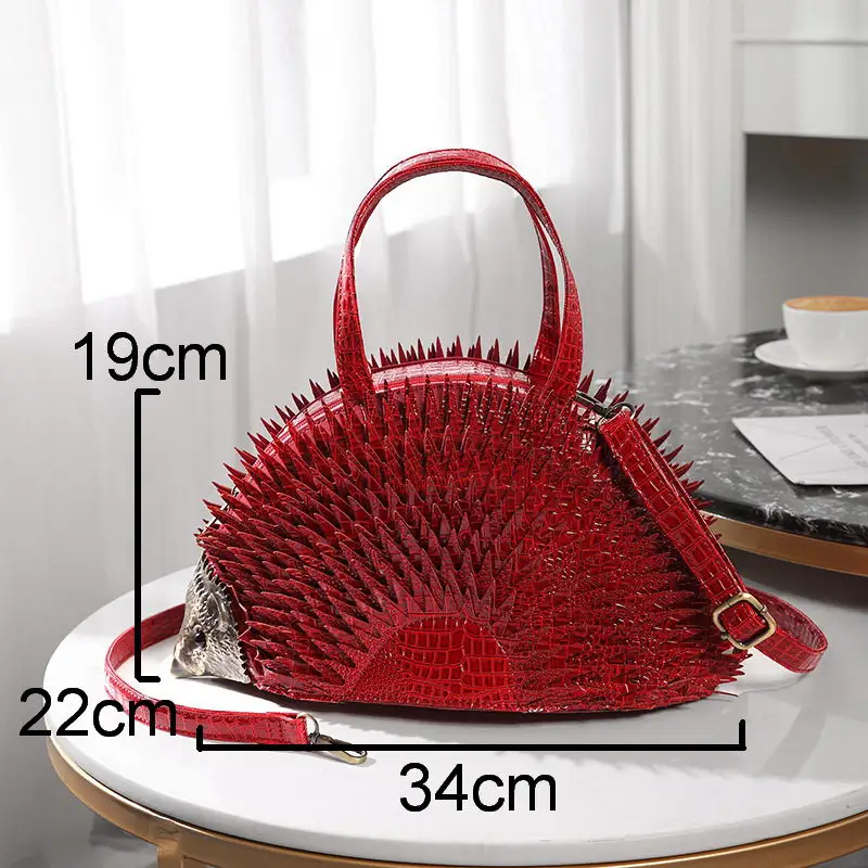 

Hedgehog model lady bag famous brand patent leather bag crocodile shoulder bag lady handbag