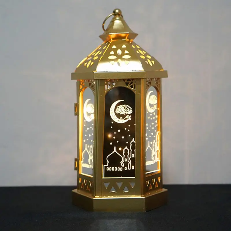 

Happy Eid Mubarak Metal LED Lights Festival Lantern Ramadan Decoration Muslim