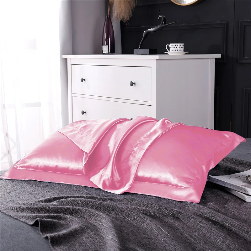 

Liv-Esthete Luxury Euro 100% Satin Silk Pink Pillowcase Queen King Healthy Skin For Women Man Kids Silky Bedding Pillow Cover
