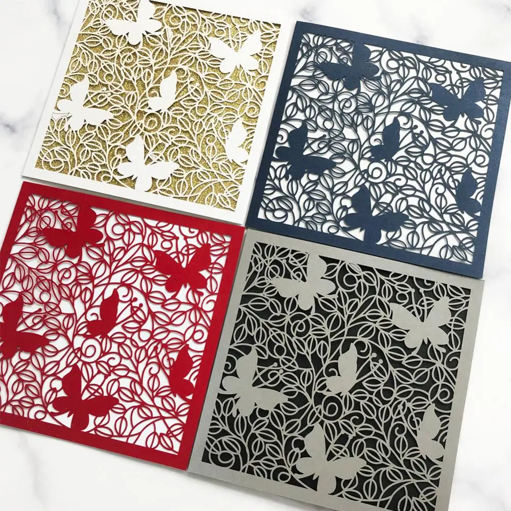 

25pcs/lot Hollow Out Laser Cut Wedding Invitation Card Butterfly Lace Wedding Invitation Card Greeting Card