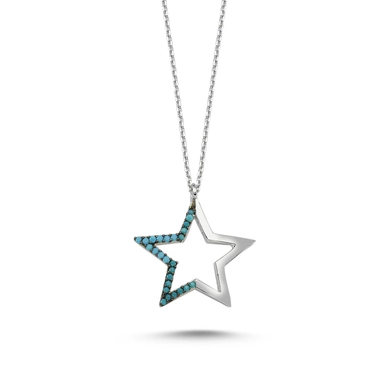 

Silverlina Silver Zircon Stone Star Necklace