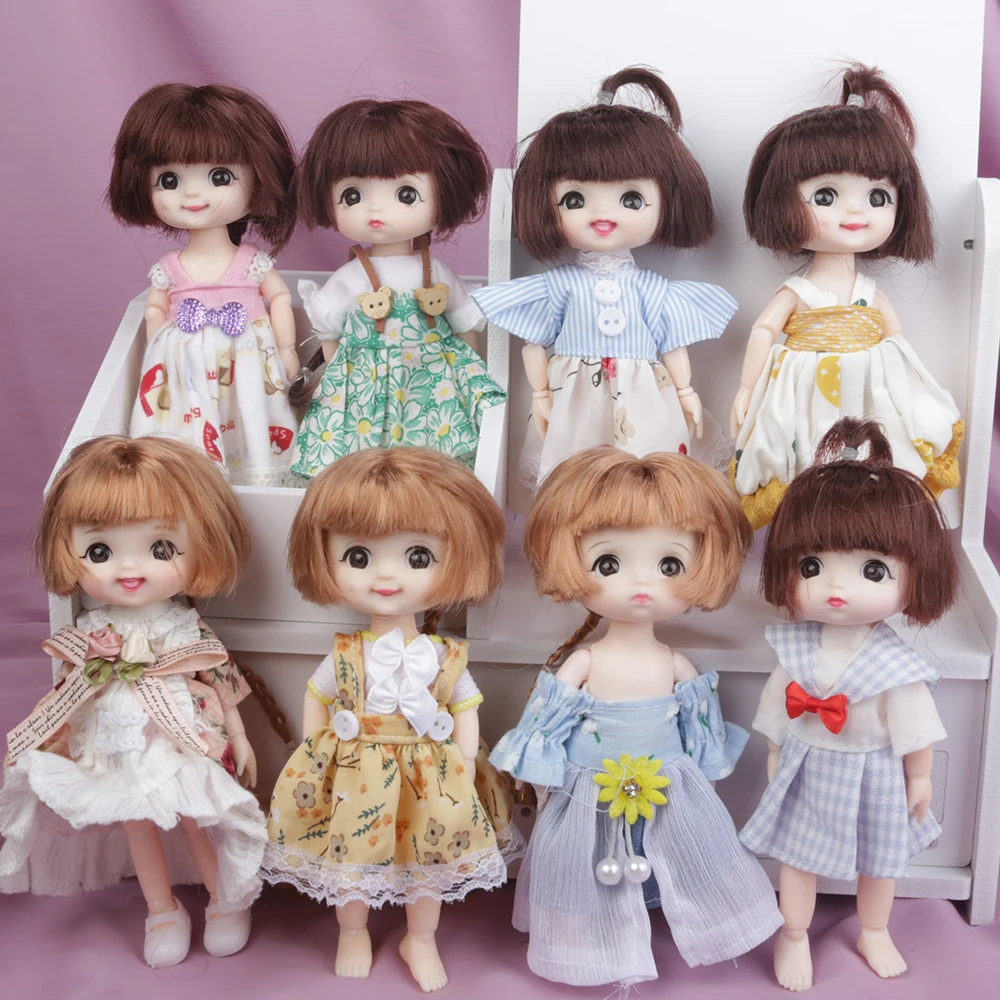 

Cute face 1/8 BJD Doll 17cm 13 Moveable Joint Dolls small 3D Eyes bjd Toy Little Girl Dress Up Make Up Toys Girls Gift Dolls